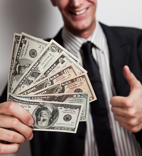 Thumbs up for money! Money jedi